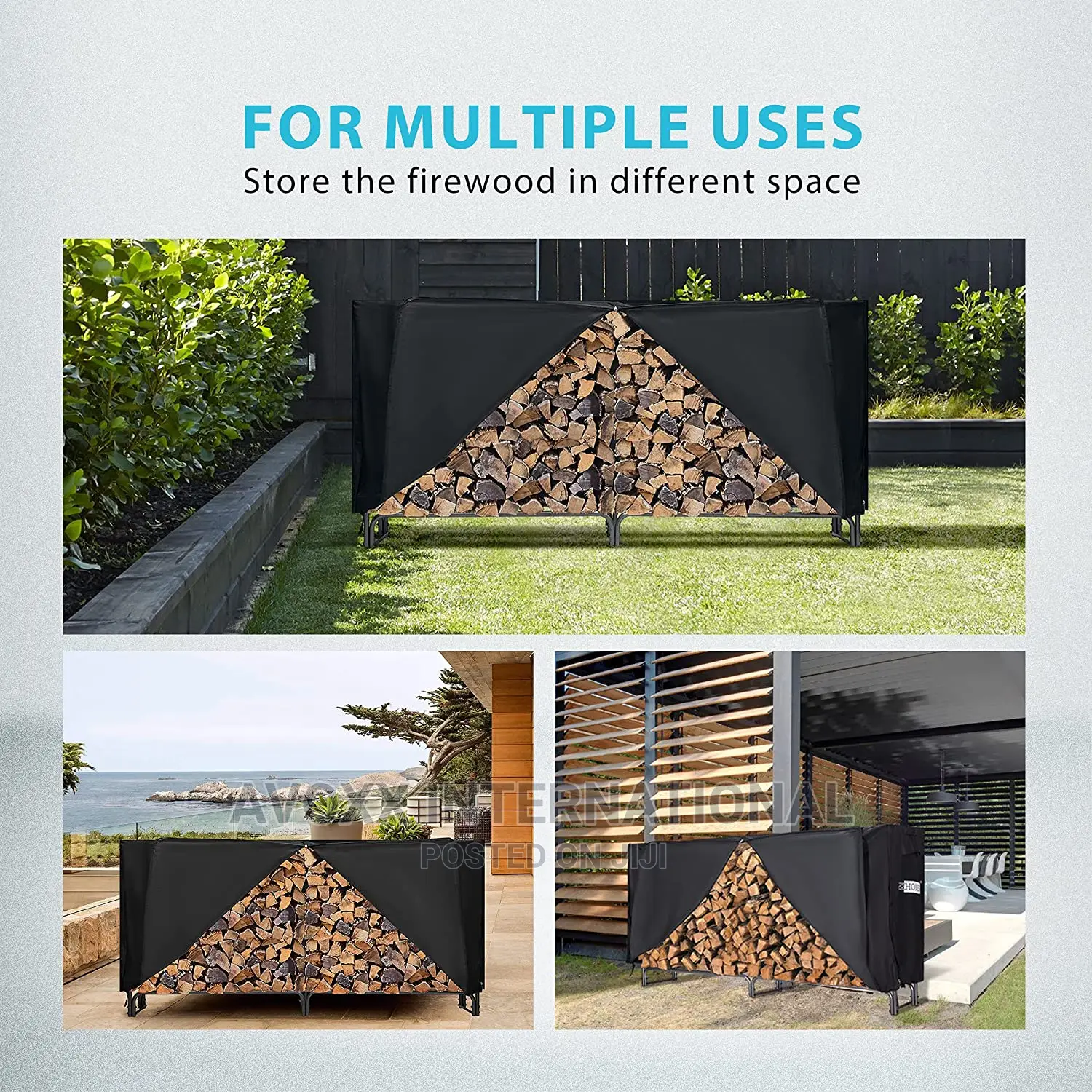 VIVOHOME 8ft Heavy Duty Indoor Outdoor Firewood Storage Rack