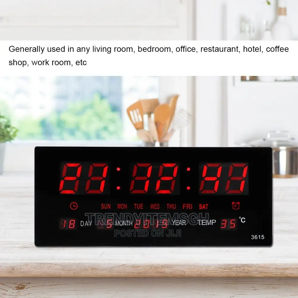 Led Display Digital Clock Date Temperature Wall Clock