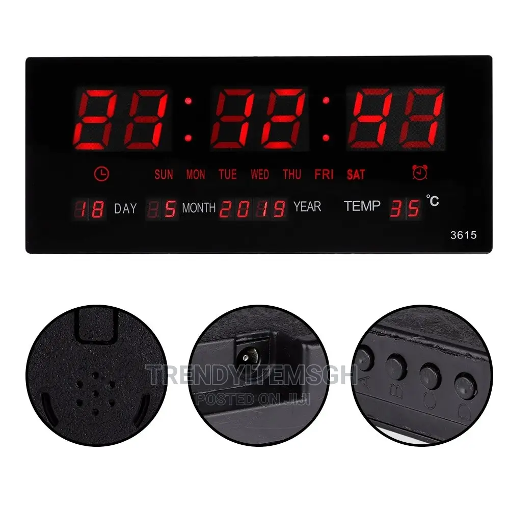 Led Display Digital Clock Date Temperature Wall Clock