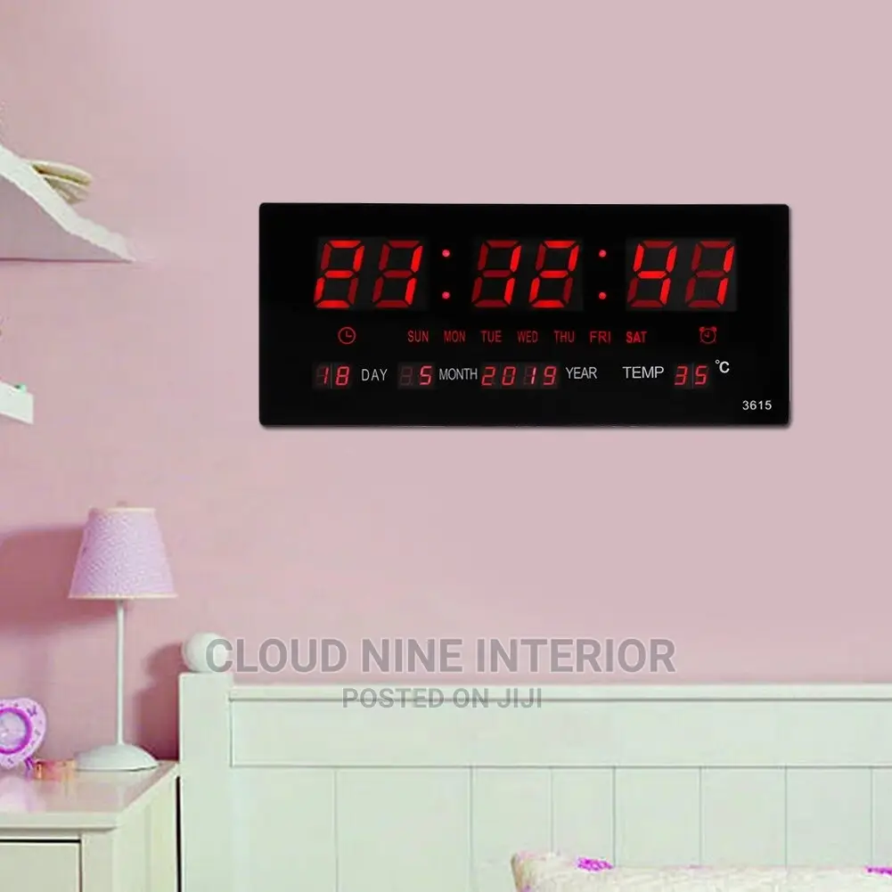 LED Display Digital Clock Date Temperature Wall Alarm Clock in Accra