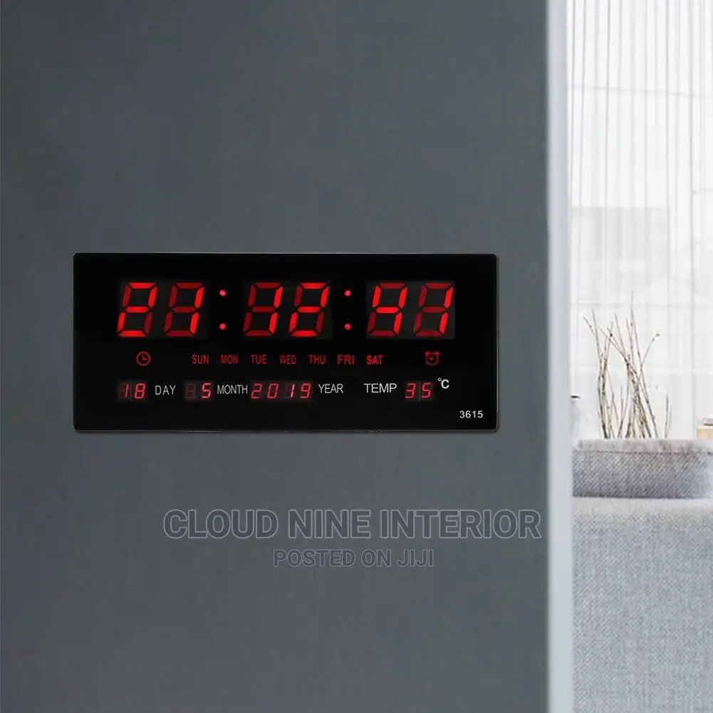 LED Display Digital Clock Date Temperature Wall Alarm Clock in Accra