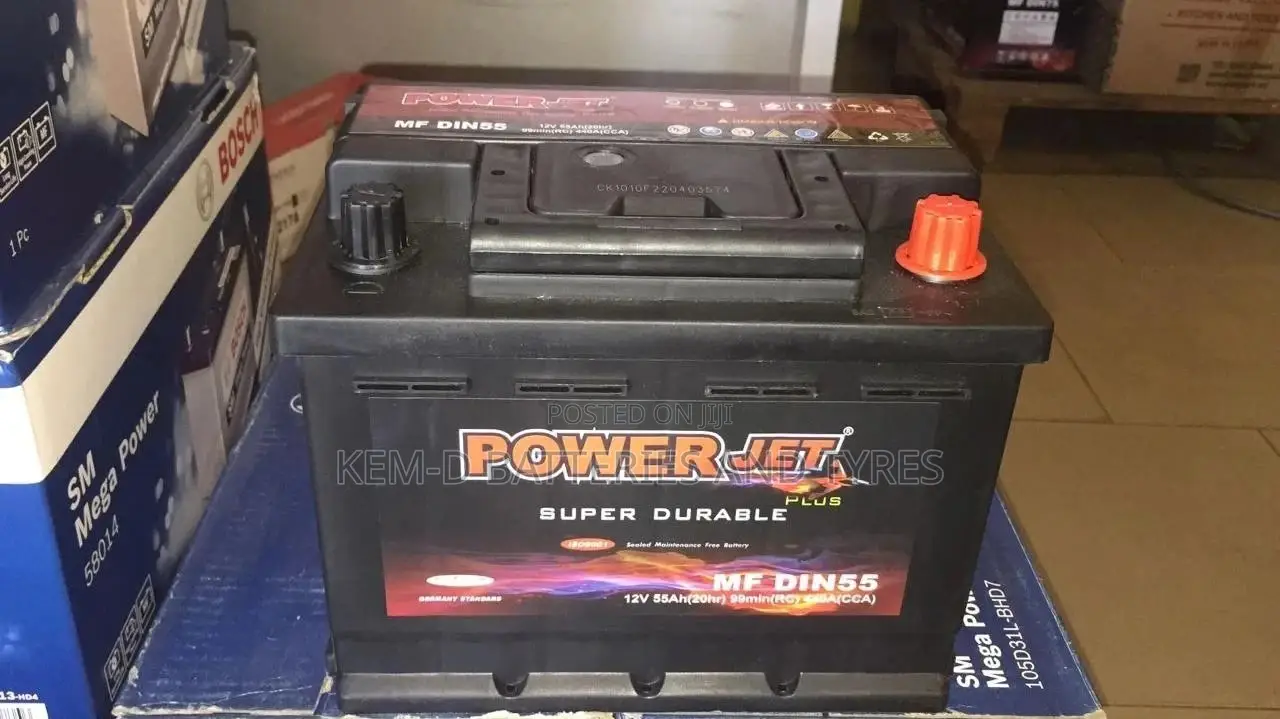 Din 55ah Power Jet Car Battery + Free