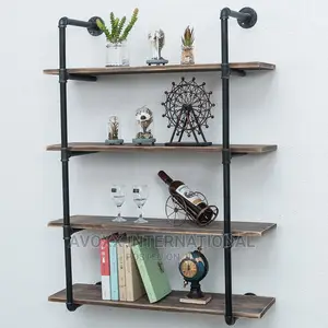 Industrial Pipe Shelving Wall ,Rustic Metal Floating Shelves