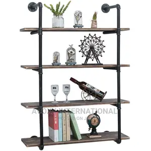Industrial Pipe Shelving Wall ,Rustic Metal Floating Shelves