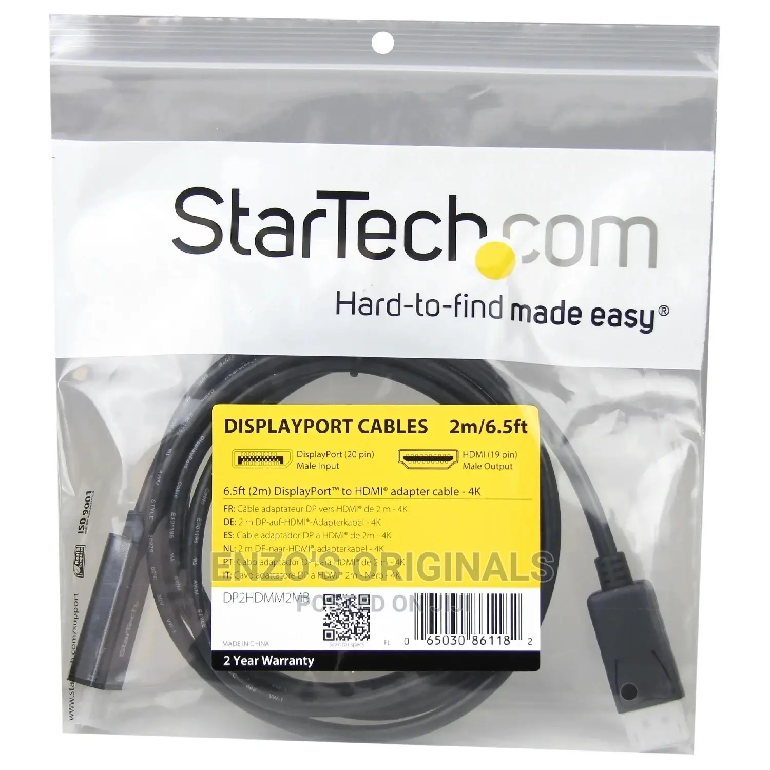 Display Port Dp To Hdmi Cable 6ft Length Startech Brand