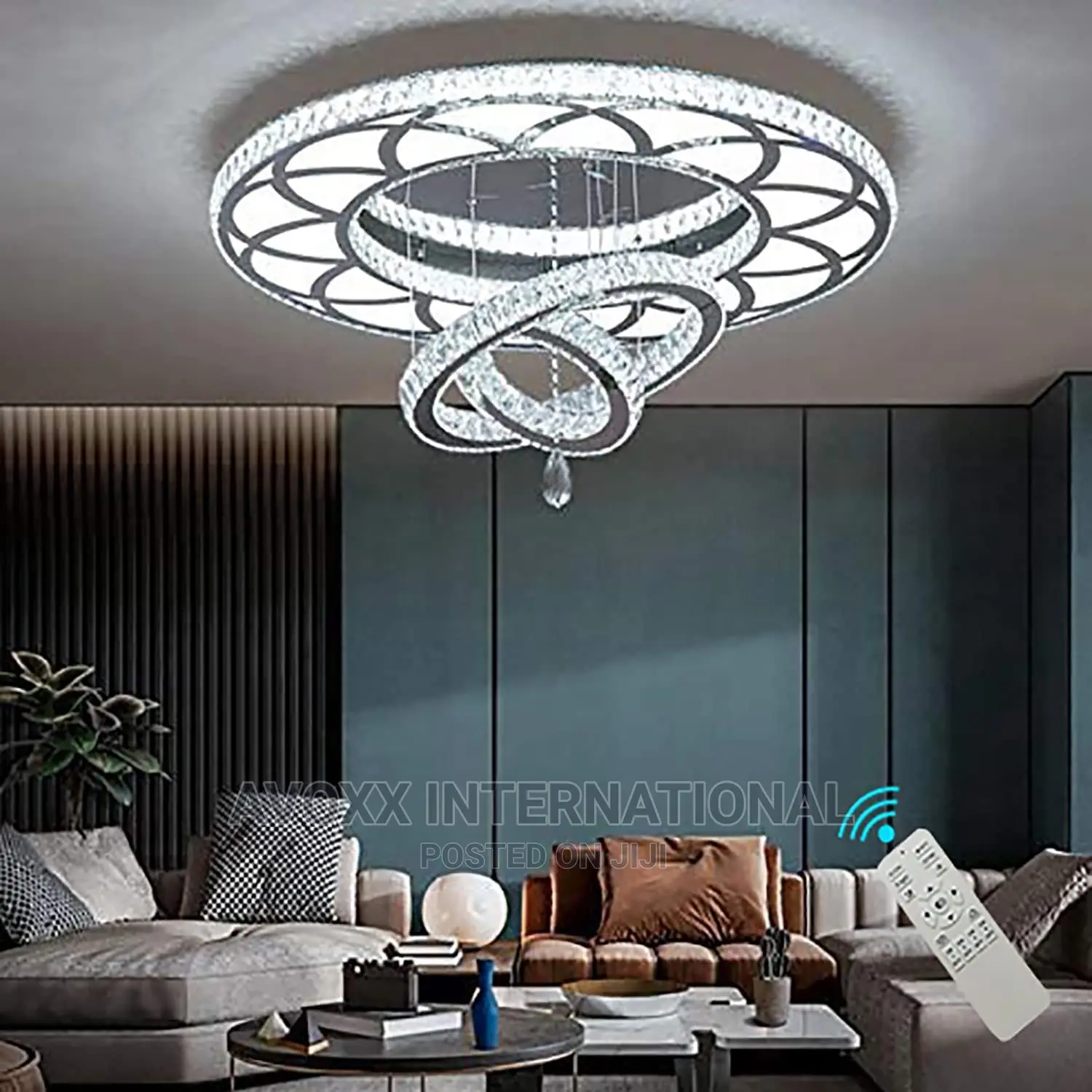 32" Remote Dimming Chandelier Modern Crystal Chandelier