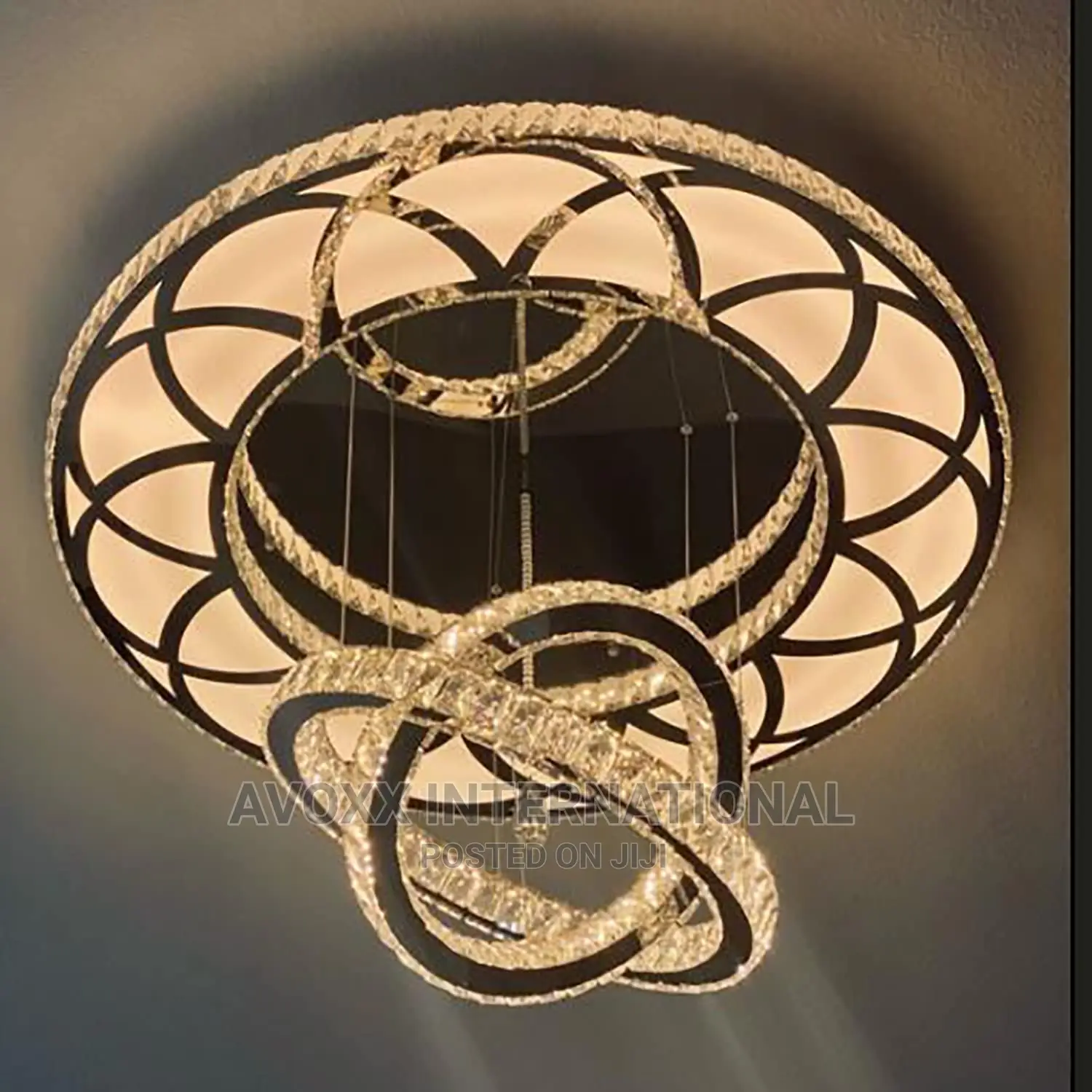 32" Remote Dimming Chandelier Modern Crystal Chandelier