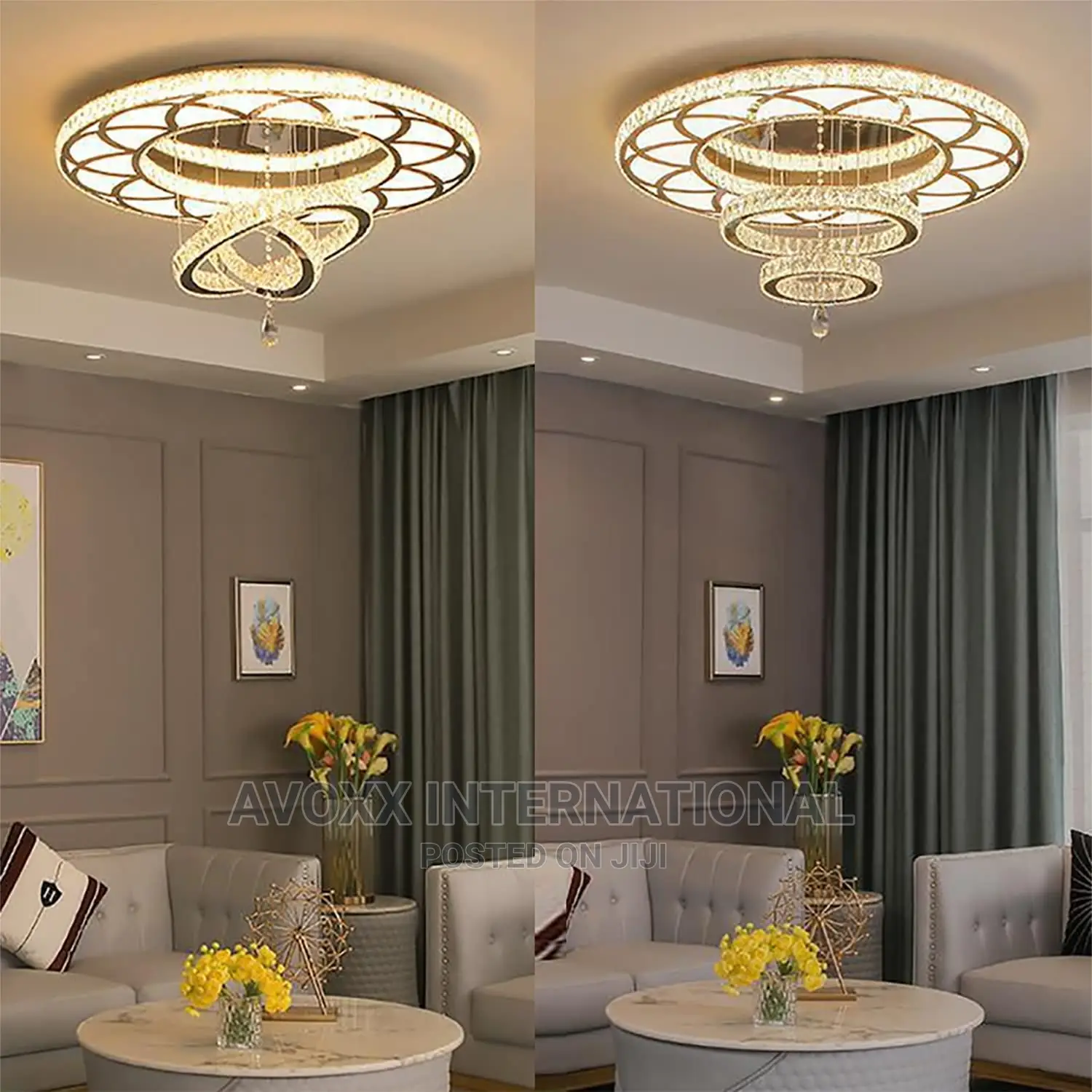 32" Remote Dimming Chandelier Modern Crystal Chandelier