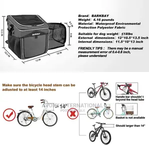 BARKBAY Dogs Cats Bike Basket Carrier