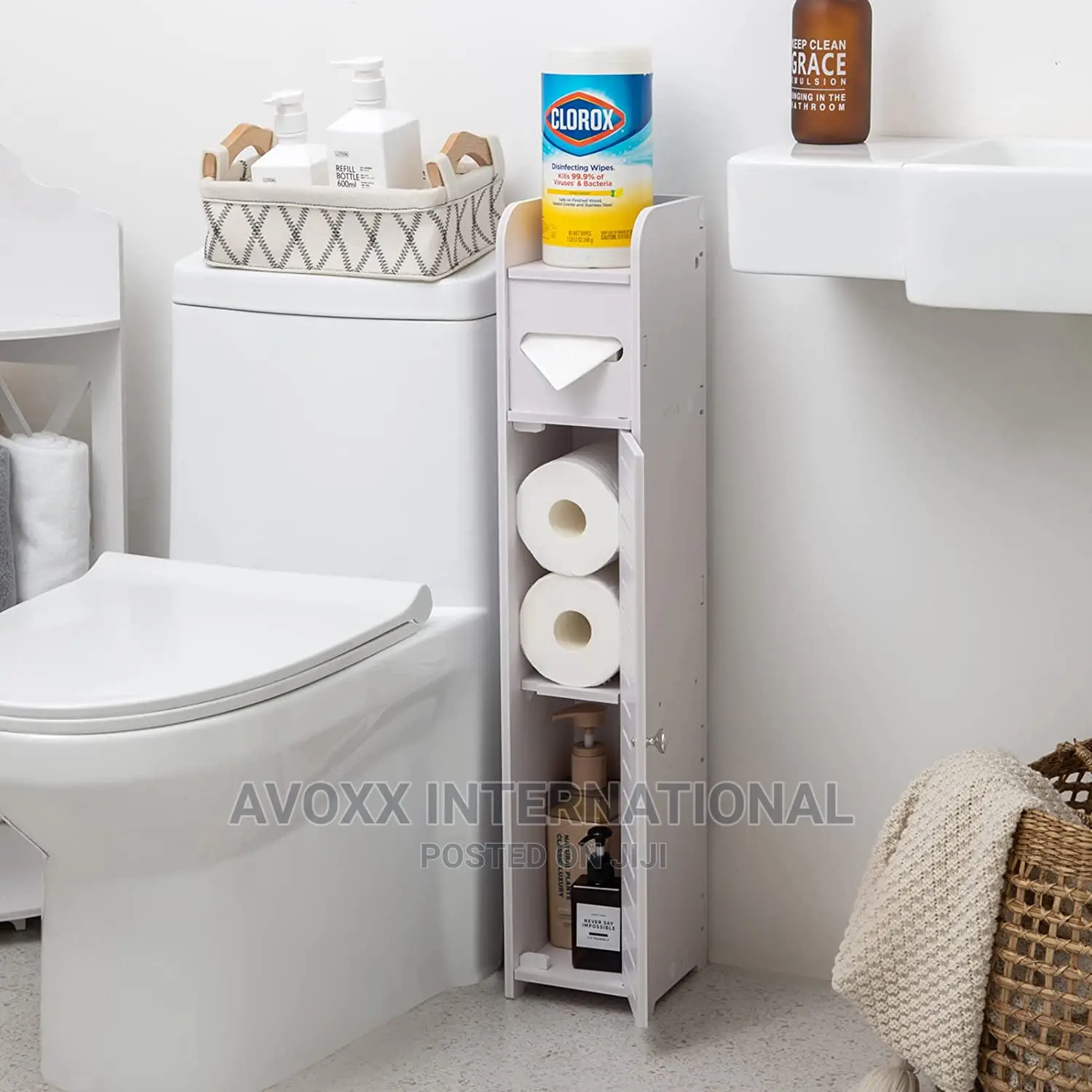 AOJEZOR Bathroom Storage Floor Cabinet W/Doors Shelves