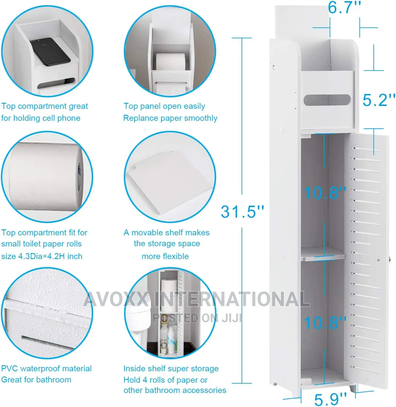 AOJEZOR Bathroom Storage Floor Cabinet W/Doors Shelves