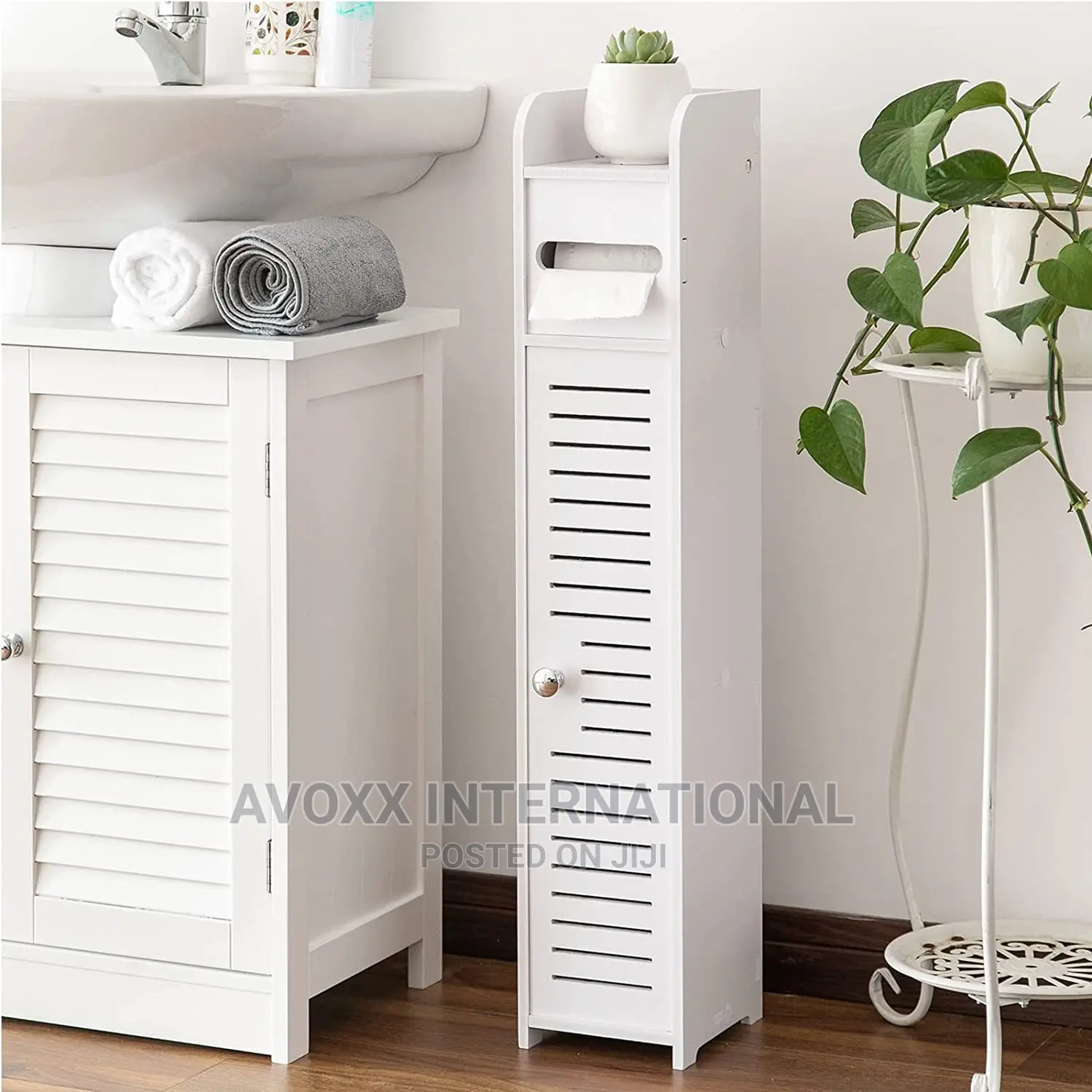 AOJEZOR Bathroom Storage Floor Cabinet W/Doors Shelves