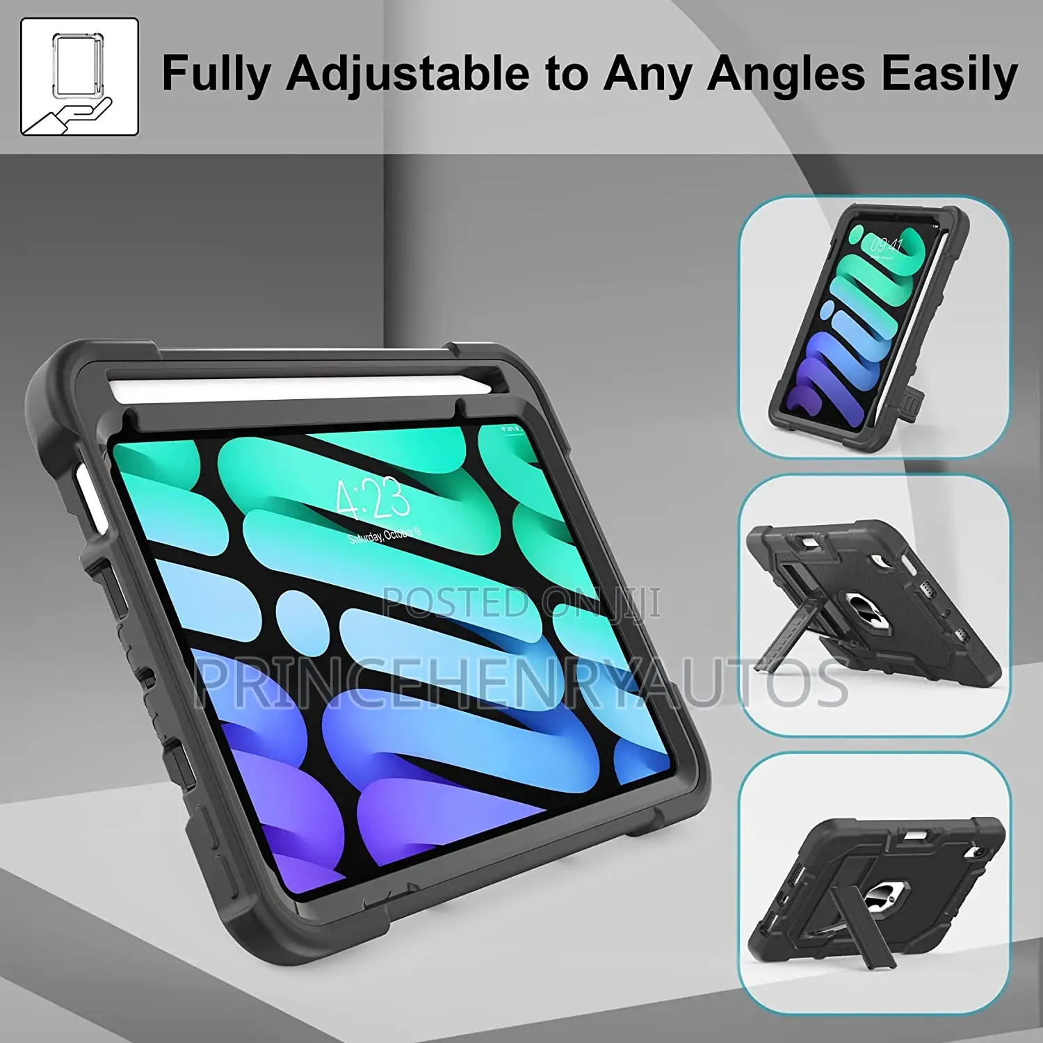 TIMISM iPad Mini 6 Case+Pencil Holder+Kickstand Shockproof