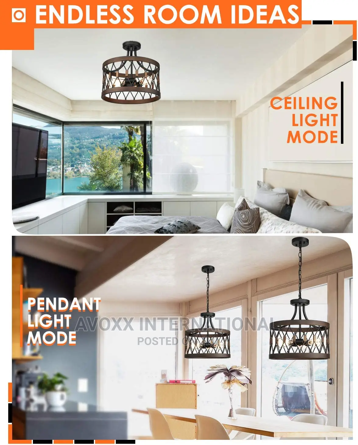 Osimir Semi-Flush Mount Ceiling Light, 3-Light Ceiling Light