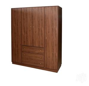 Wooden Wardrobe Brown 4 Doors 3 Drawers
