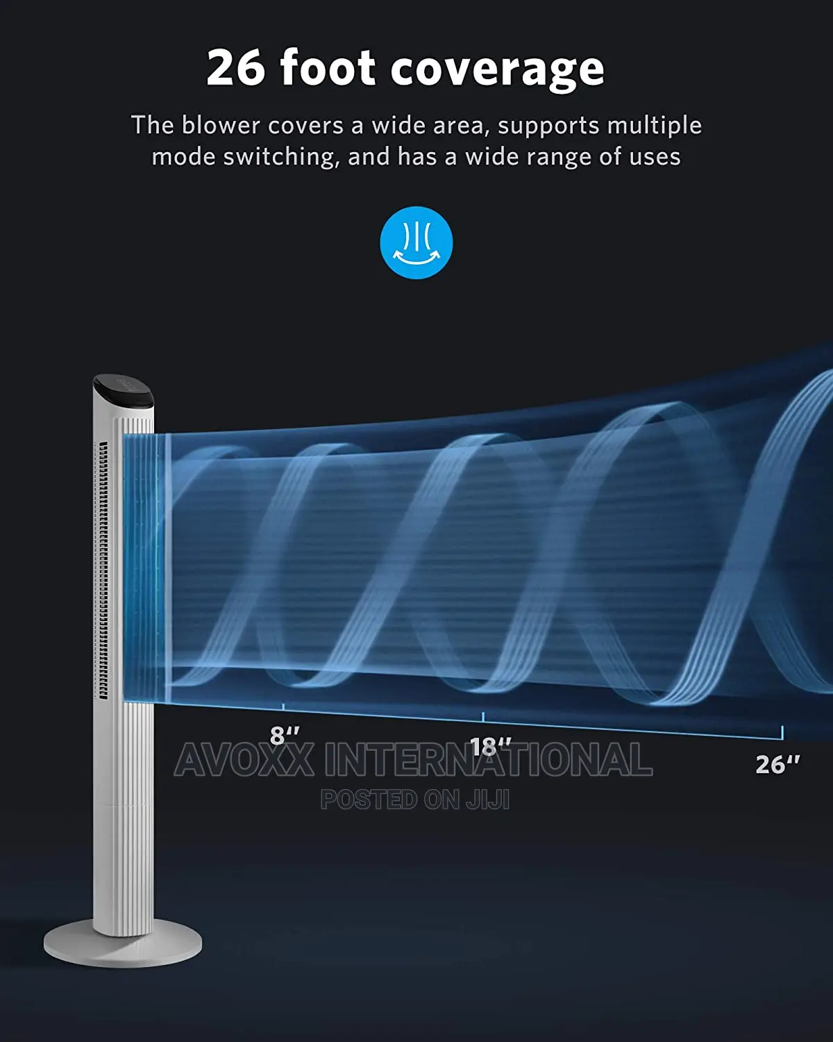 LENSOUL 36"Oscillating Tower Fan (TF02) 3 Mode 3 Speed