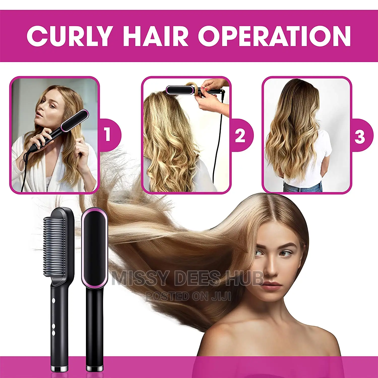 2 in 1 Hair Straightening Brush