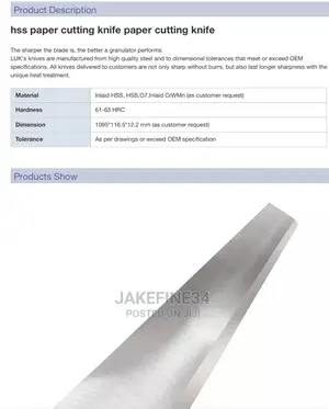 Paper Cutter Blade