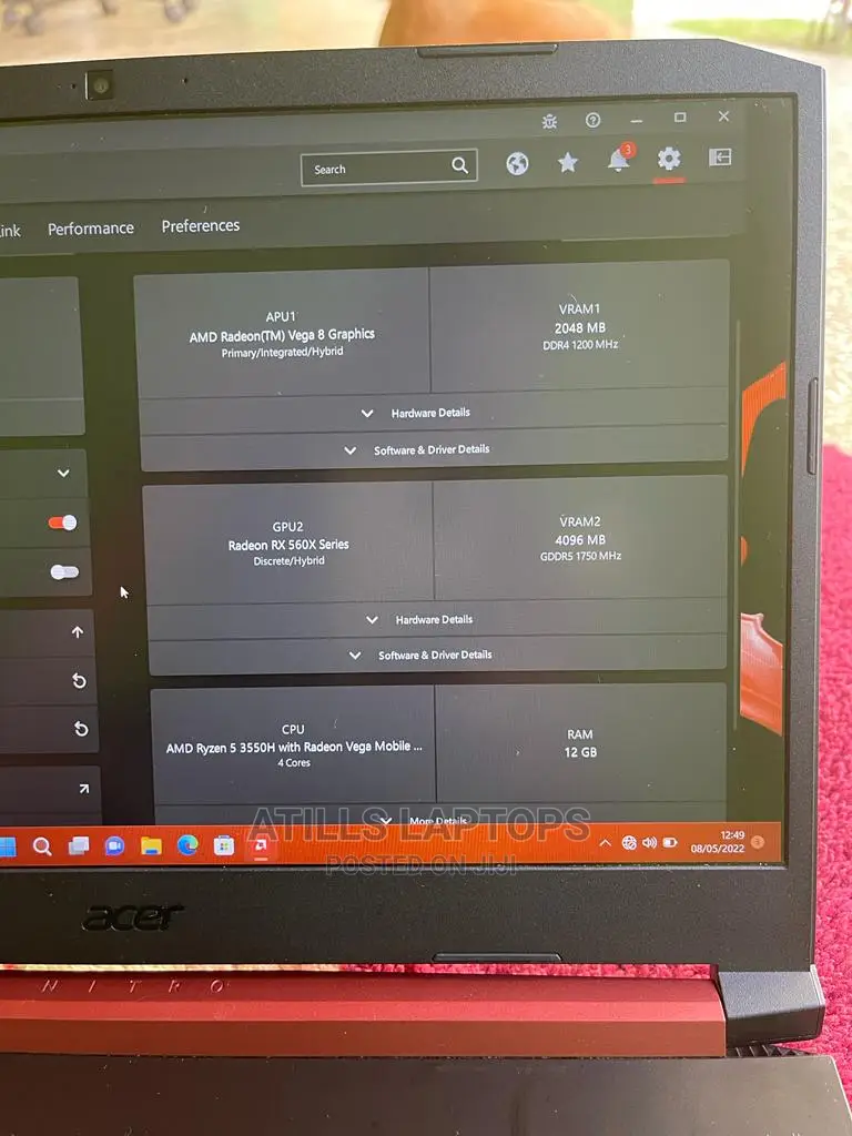 Laptop Acer Nitro 5 16GB AMD Ryzen 5 HDD+SSD 512GB