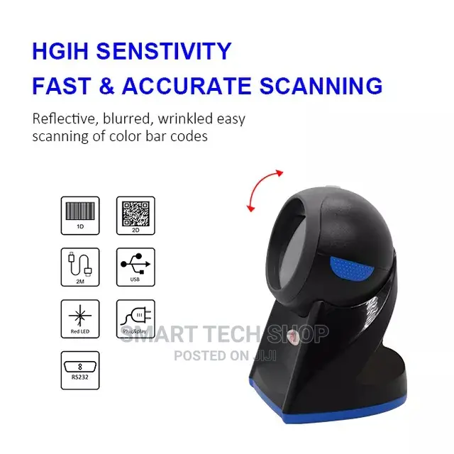 Omnidirectional 2D QR Desktop Barcode Scanner Hands Free
