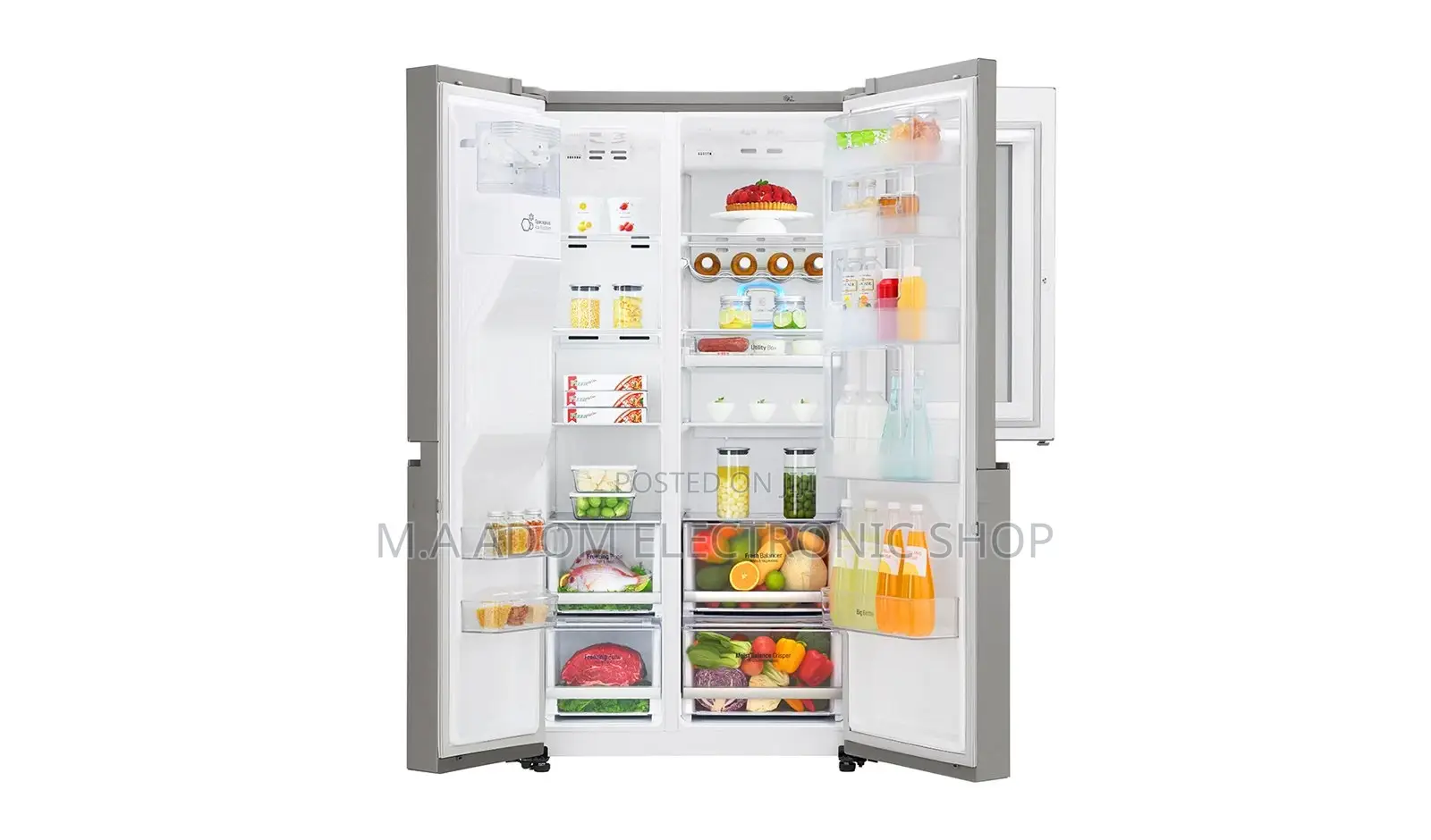 LG 665L Stainless Steel Instaview Side by Side Fridge, Door-