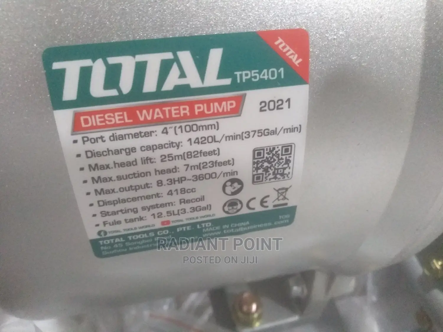 Total 8.5hp 4inches Diesel Water Pump