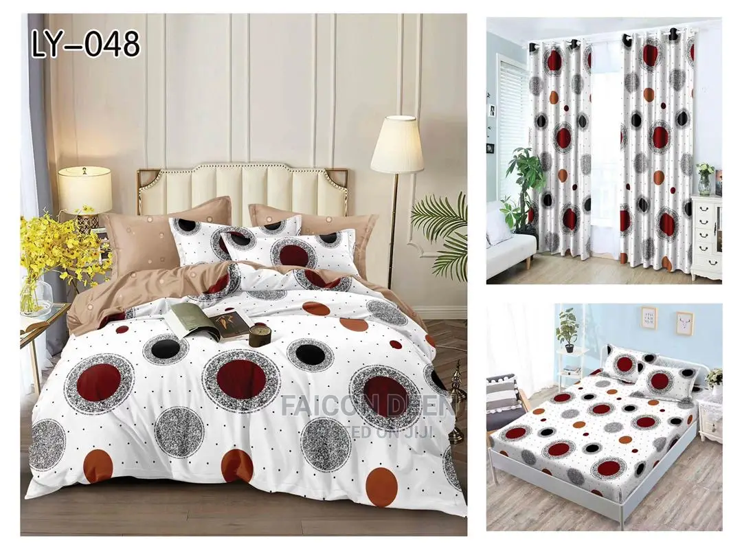 High Quality Duvet Cover+ Curtains(8pcs in 1)In Diff Colors