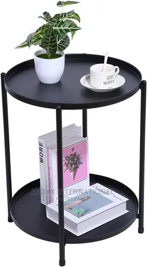 Double-Layer End Table, Round Accent Coffee Side Table