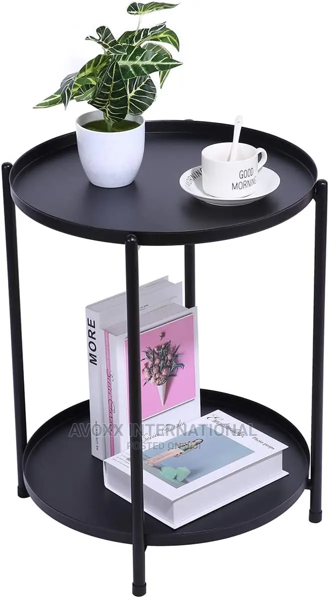 Double-Layer End Table, Round Accent Coffee Side Table