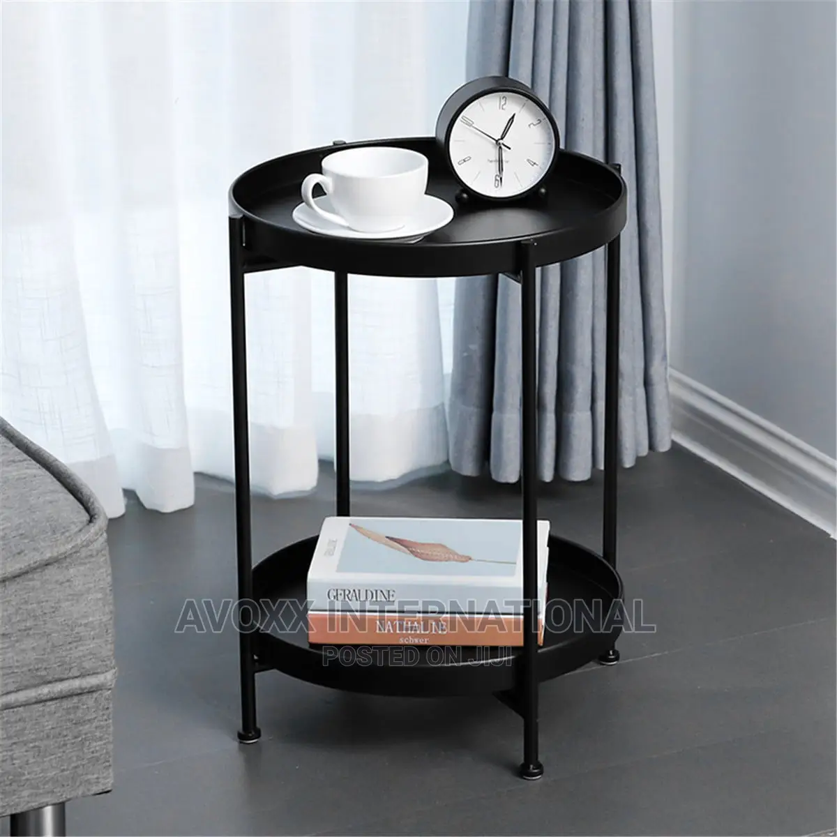 Double-Layer End Table, Round Accent Coffee Side Table