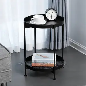 Double-Layer End Table, Round Accent Coffee Side Table