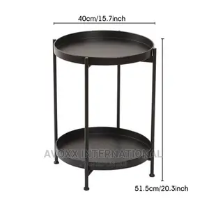 Double-Layer End Table, Round Accent Coffee Side Table