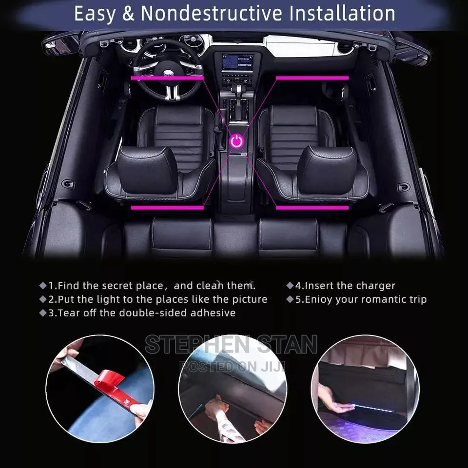 LED Car Interior Ambient Foot Light With USB Wireless
