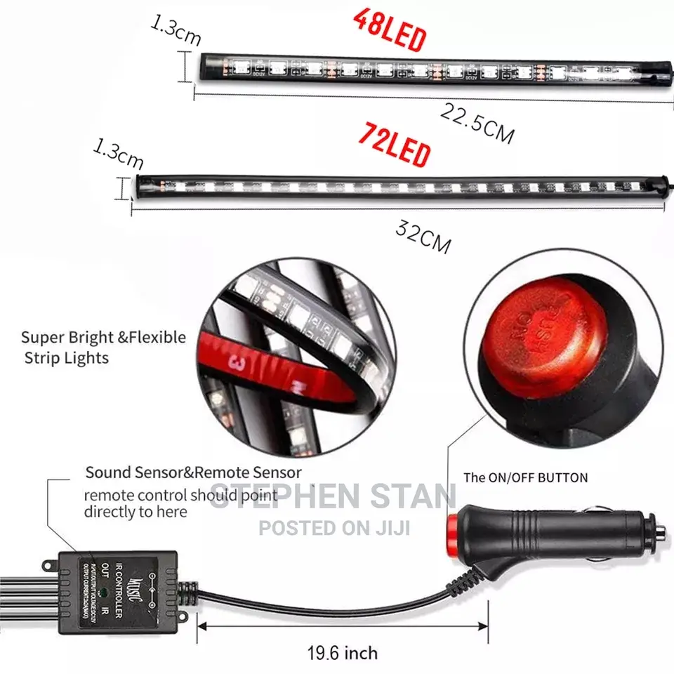 LED Car Interior Ambient Foot Light With USB Wireless