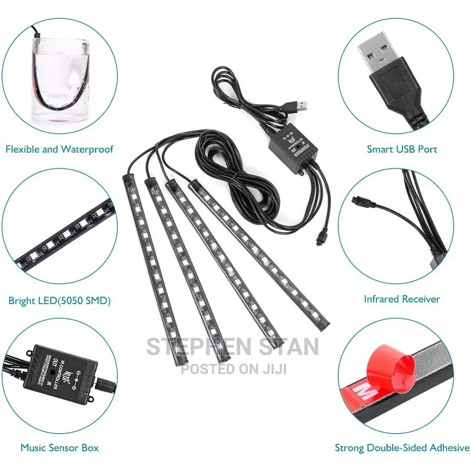 LED Car Interior Ambient Foot Light With USB Wireless