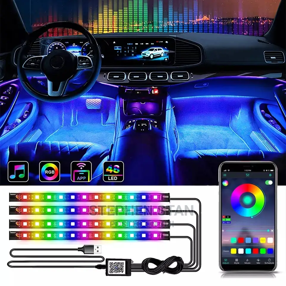 LED Car Interior Ambient Foot Light With USB Wireless