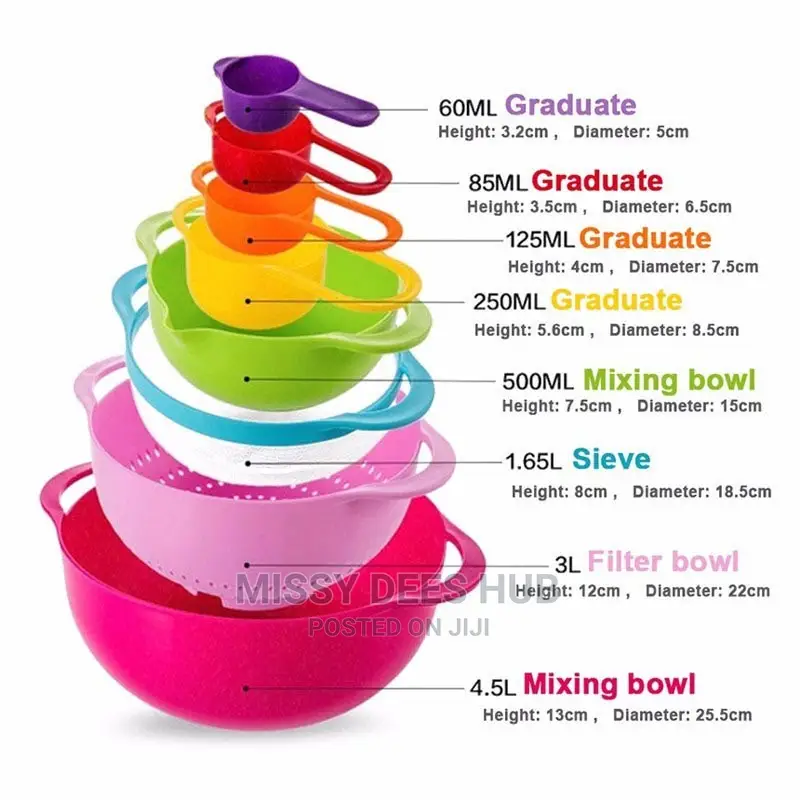 10pcs Multicolor Mixing Bowls Set