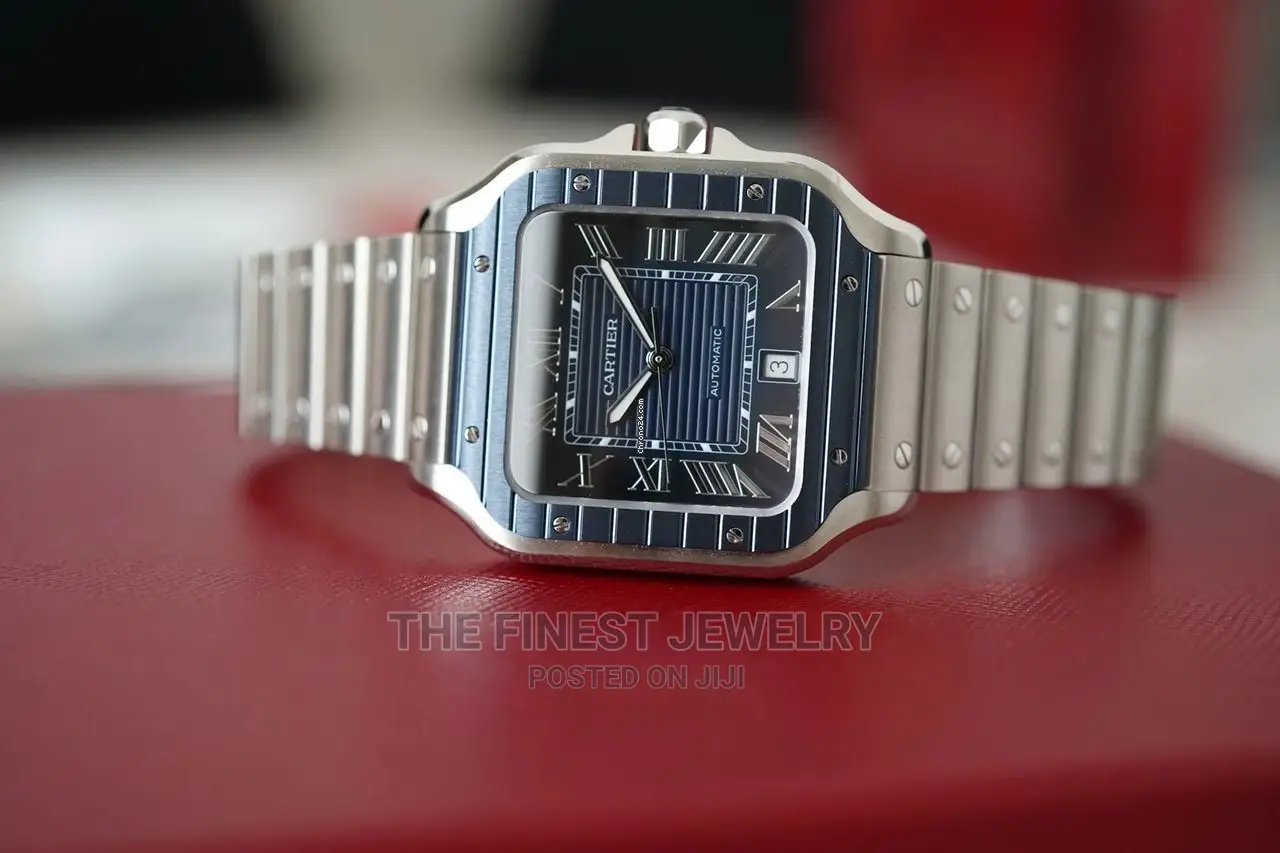 Cartier Santos De Cartier, Blue Dial, PVD Bezel