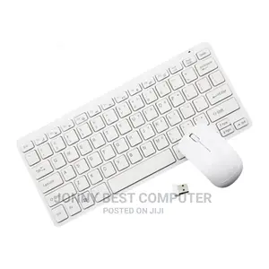 Mini White Wireless Keyboard and Mouse 0