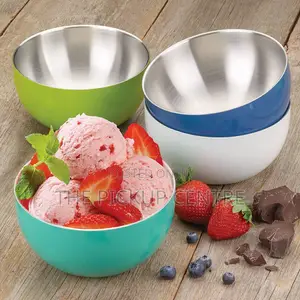 Stainless-Steel Double-Wall Bowl Set, 4 Pack Assorted Colors