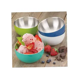 Stainless-Steel Double-Wall Bowl Set, 4 Pack Assorted Colors