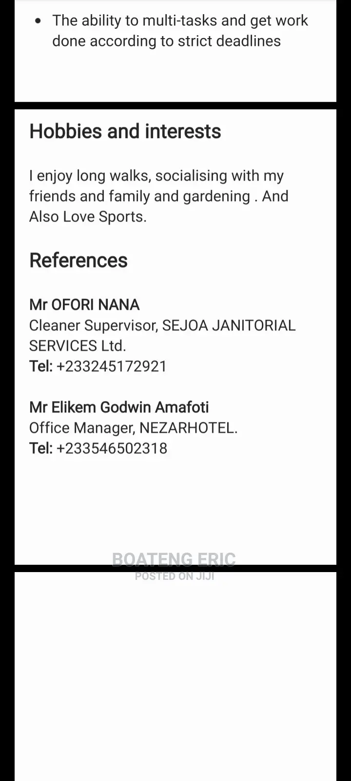 Housekeeping Cleaning CV