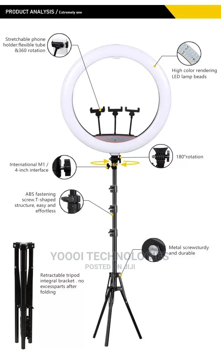 Quality 22" RGB Dimmable Ring Light With 2.1m Stand
