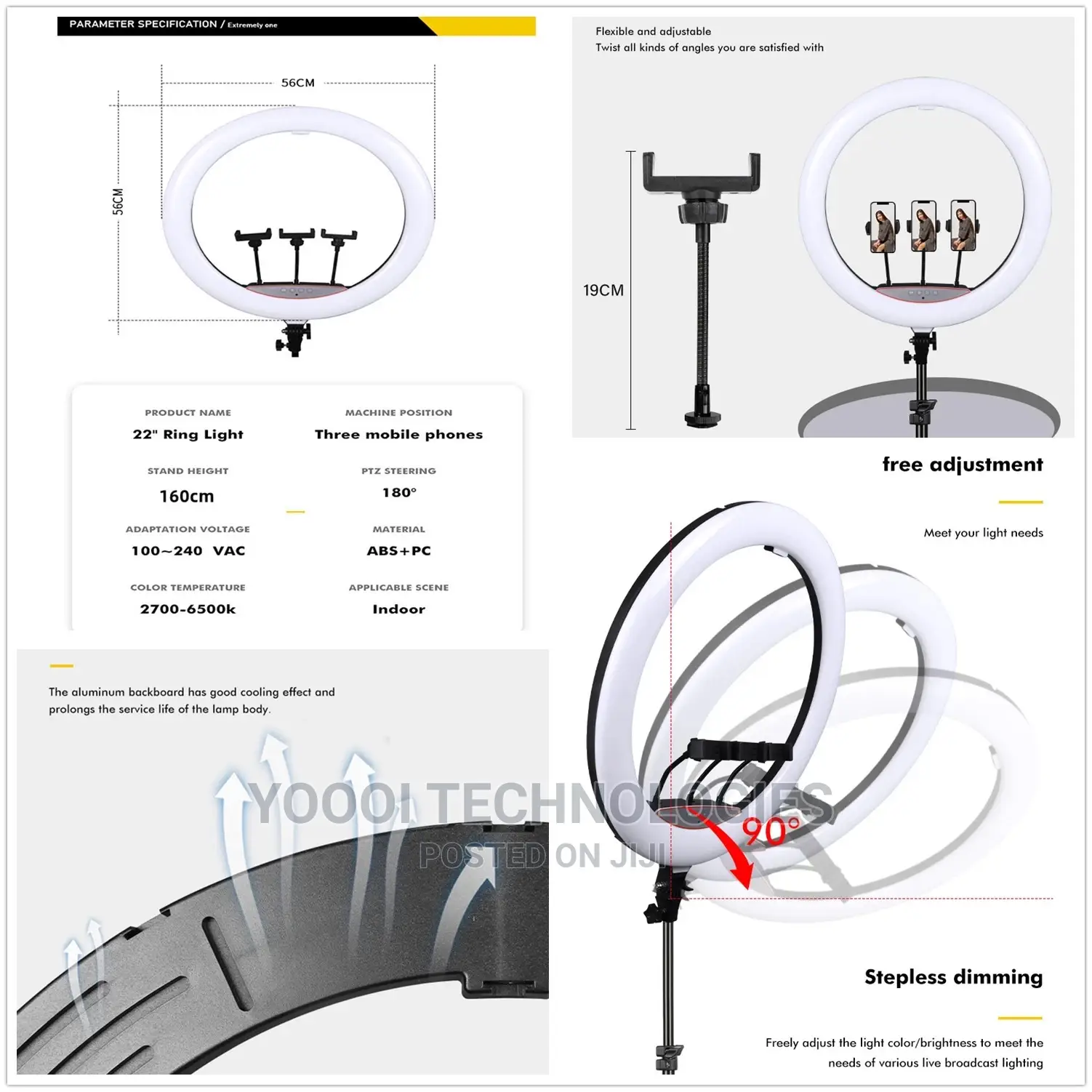 Quality 22" RGB Dimmable Ring Light With 2.1m Stand