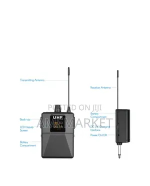 UHF Wireless Body-Pack Microphone. Transmitter and Receiver