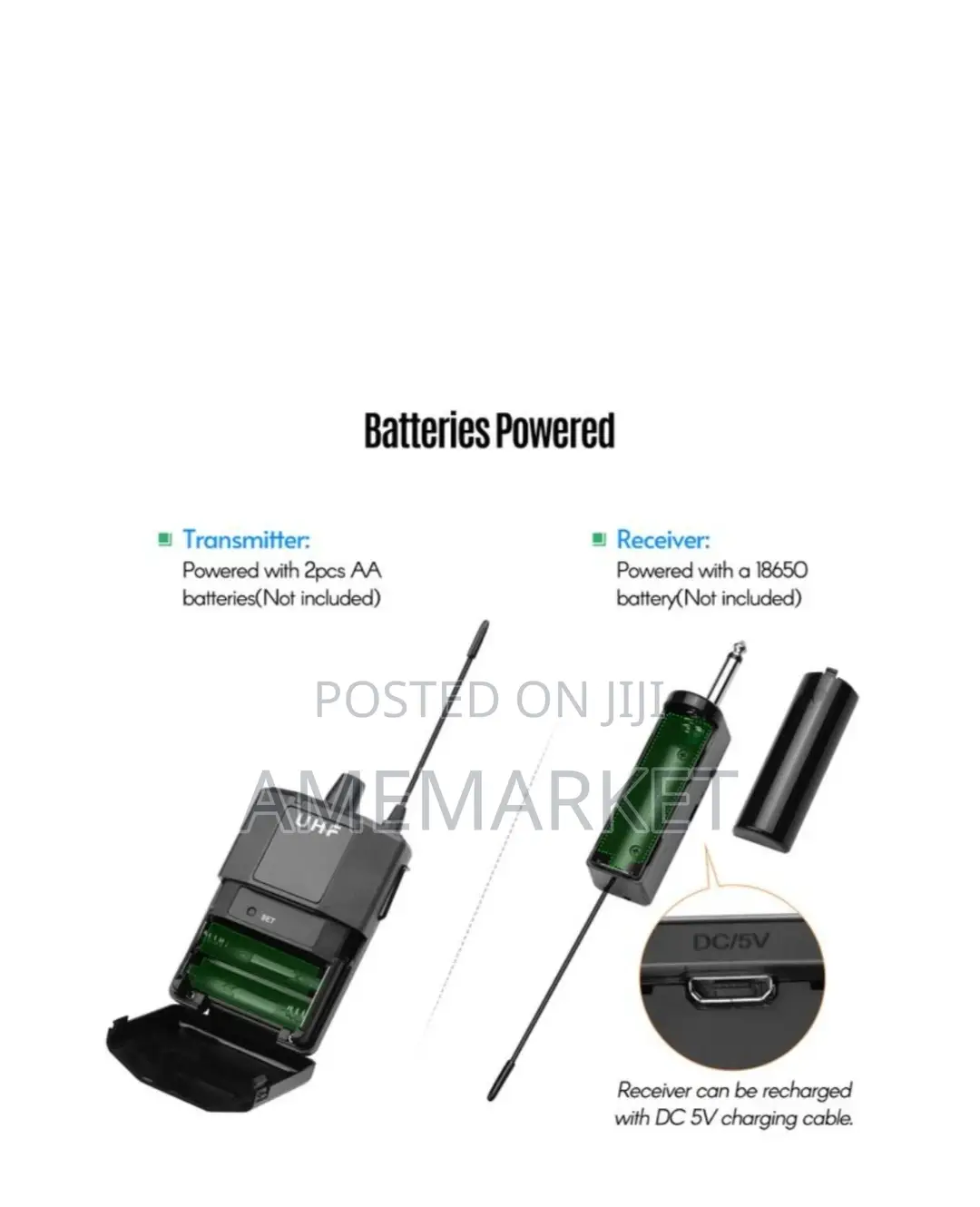 UHF Wireless Body-Pack Microphone. Transmitter and Receiver