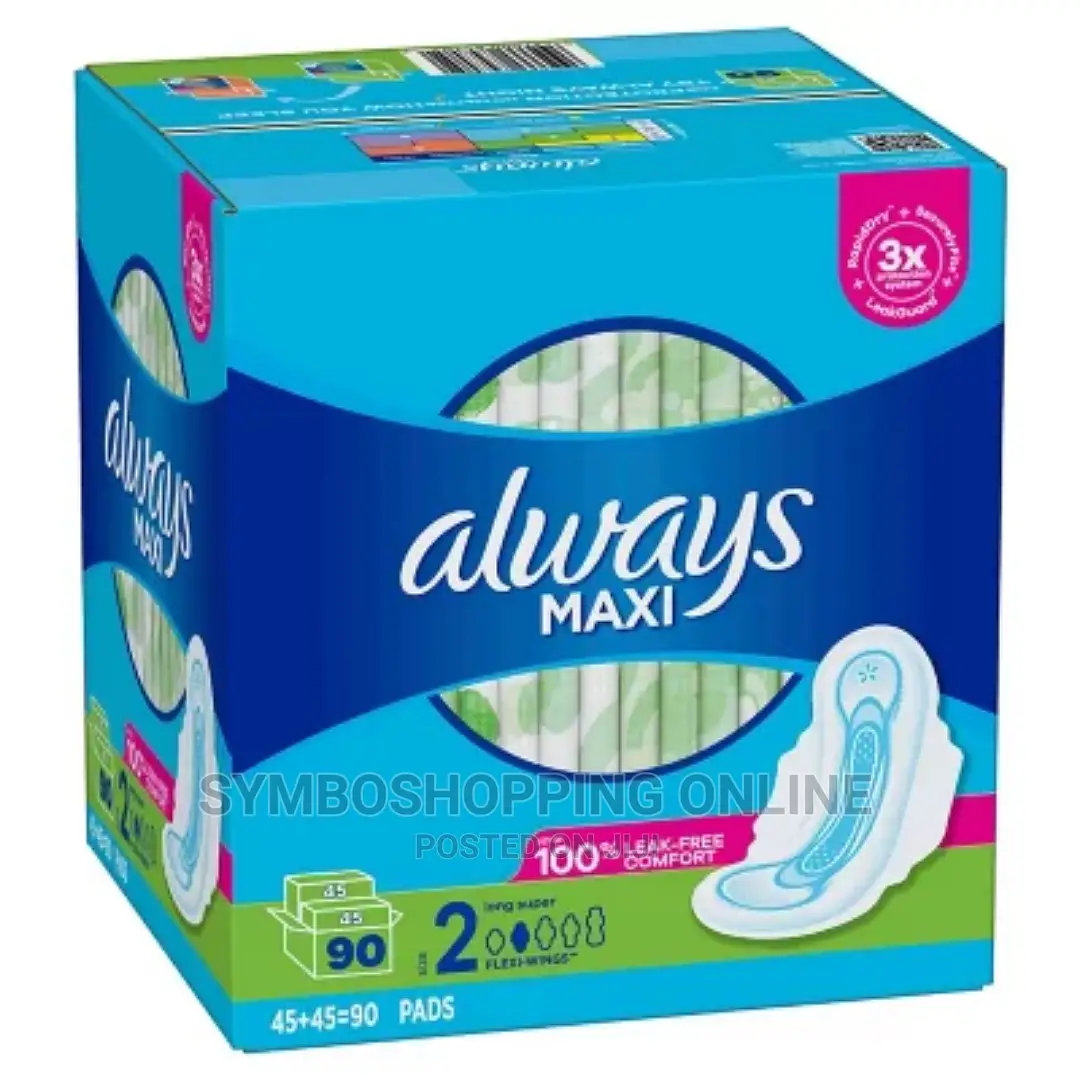 Always Maxi Long Super Pads, Unscented - Size 2 (90 Ct.)