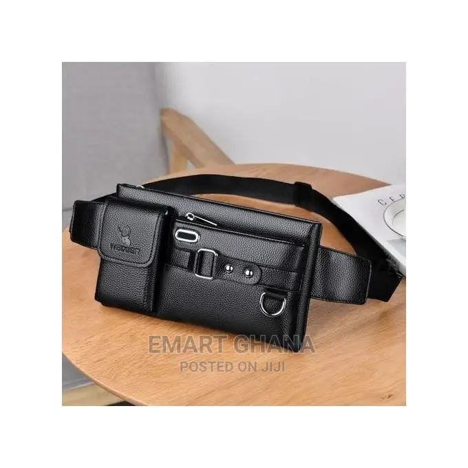 Fashion Men Waist Bag Sports Chest Bag Leather Crossbody Bag
