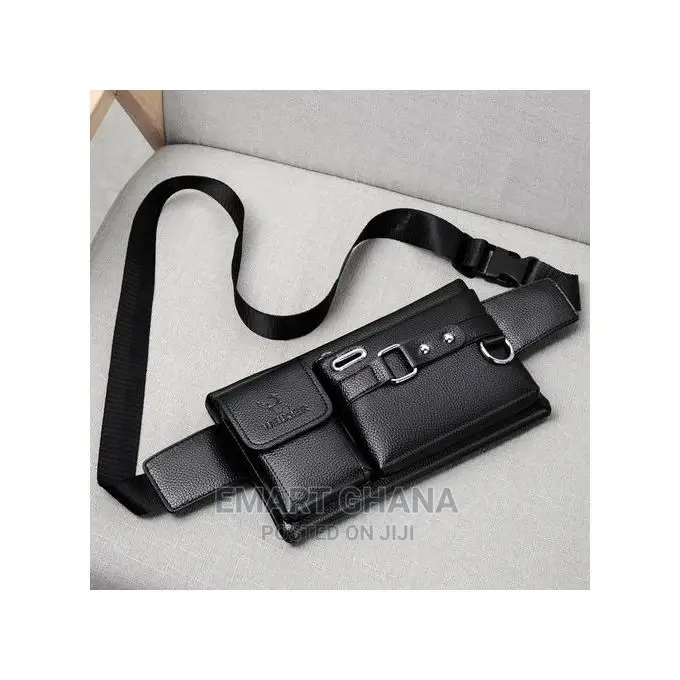Fashion Men Waist Bag Sports Chest Bag Leather Crossbody Bag