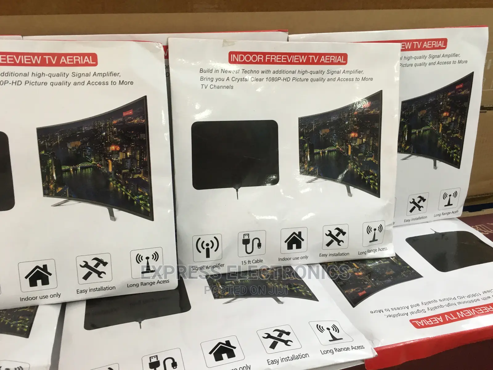Digital HDTV Antenna With Coaxial Cable and a Back Sticker